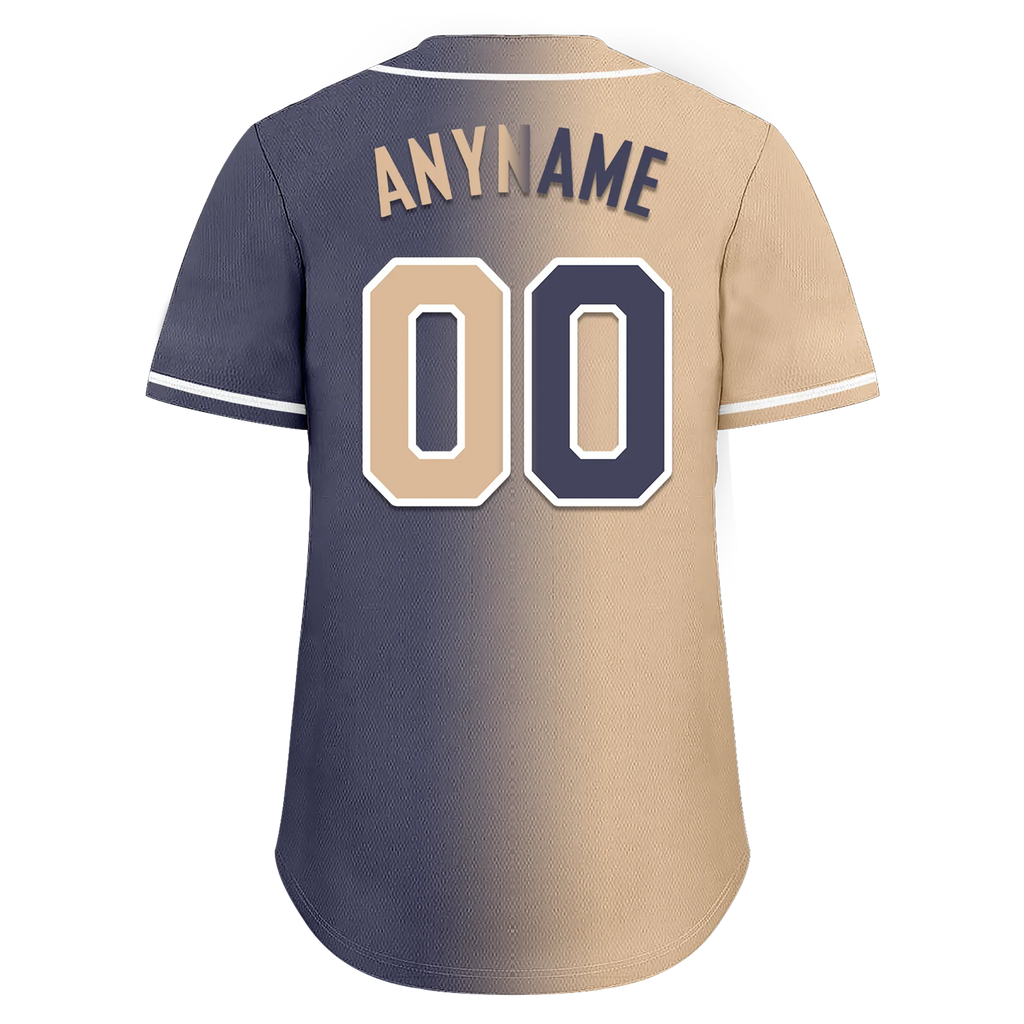 Custom Beige Blue Gradient Fashion Personalized Authentic Baseball Jersey BSBJ01-D0a7080 - Coolcustomize