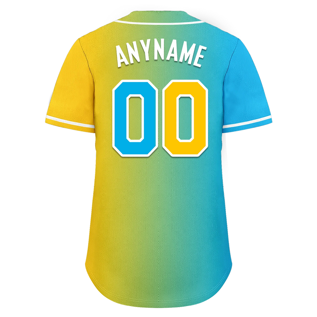 Custom Blue Yellow Gradient Fashion Personalized Authentic Baseball Jersey BSBJ01-D0a709b - Coolcustomize