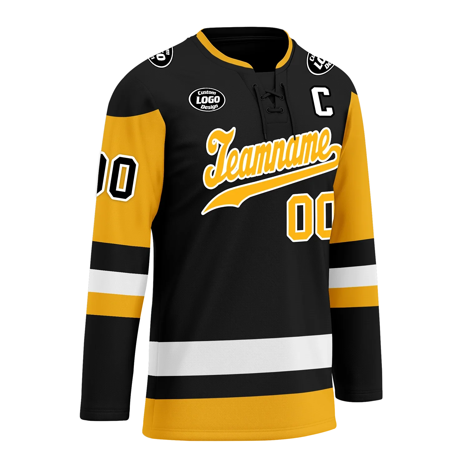 Custom Black Yellow Personalized Hockey Jersey HCKJ01-D0a7009 - Coolcustomize