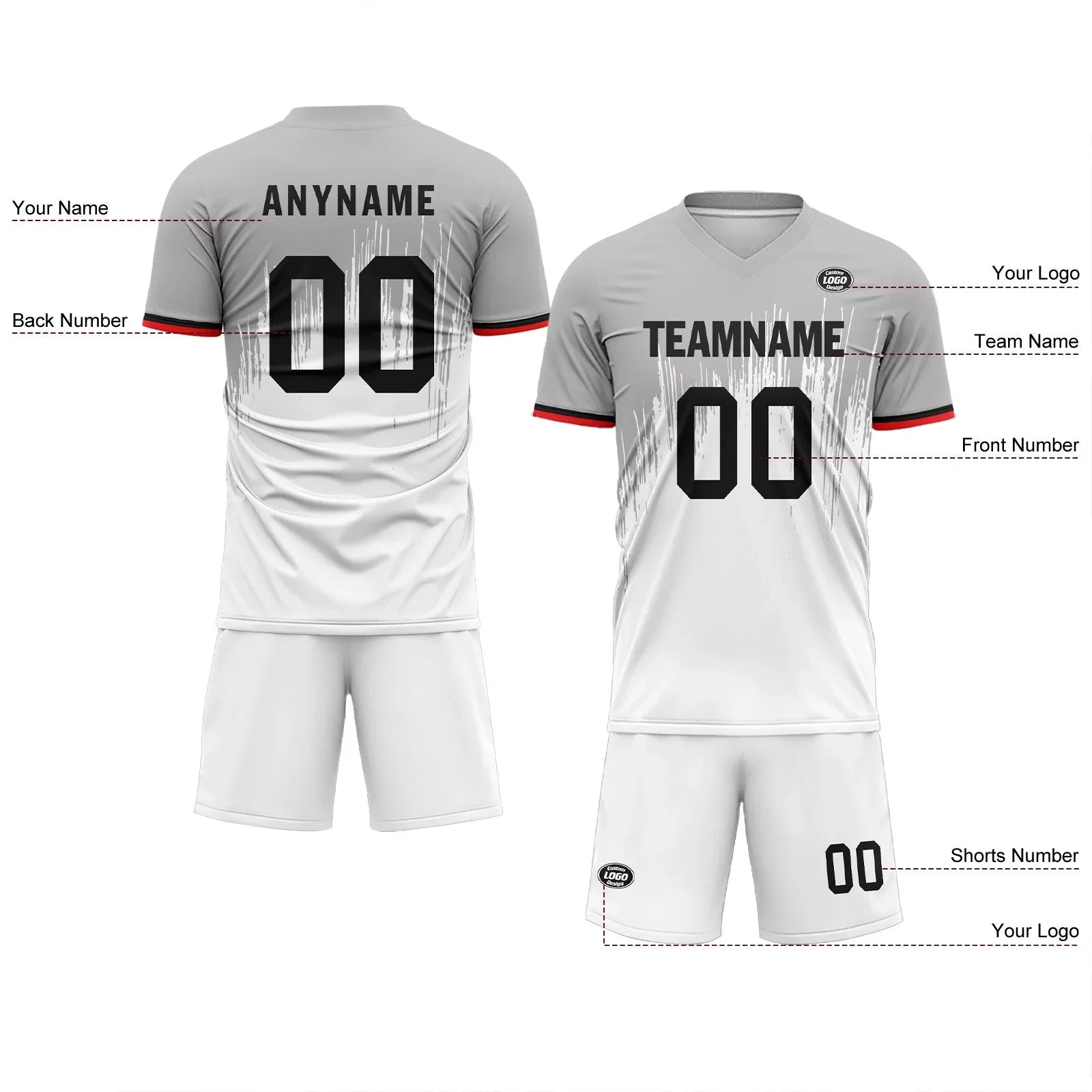 Custom Gray White Soccer Sets Jersey Personalized SCJ101-D28027 - Coolcustomize