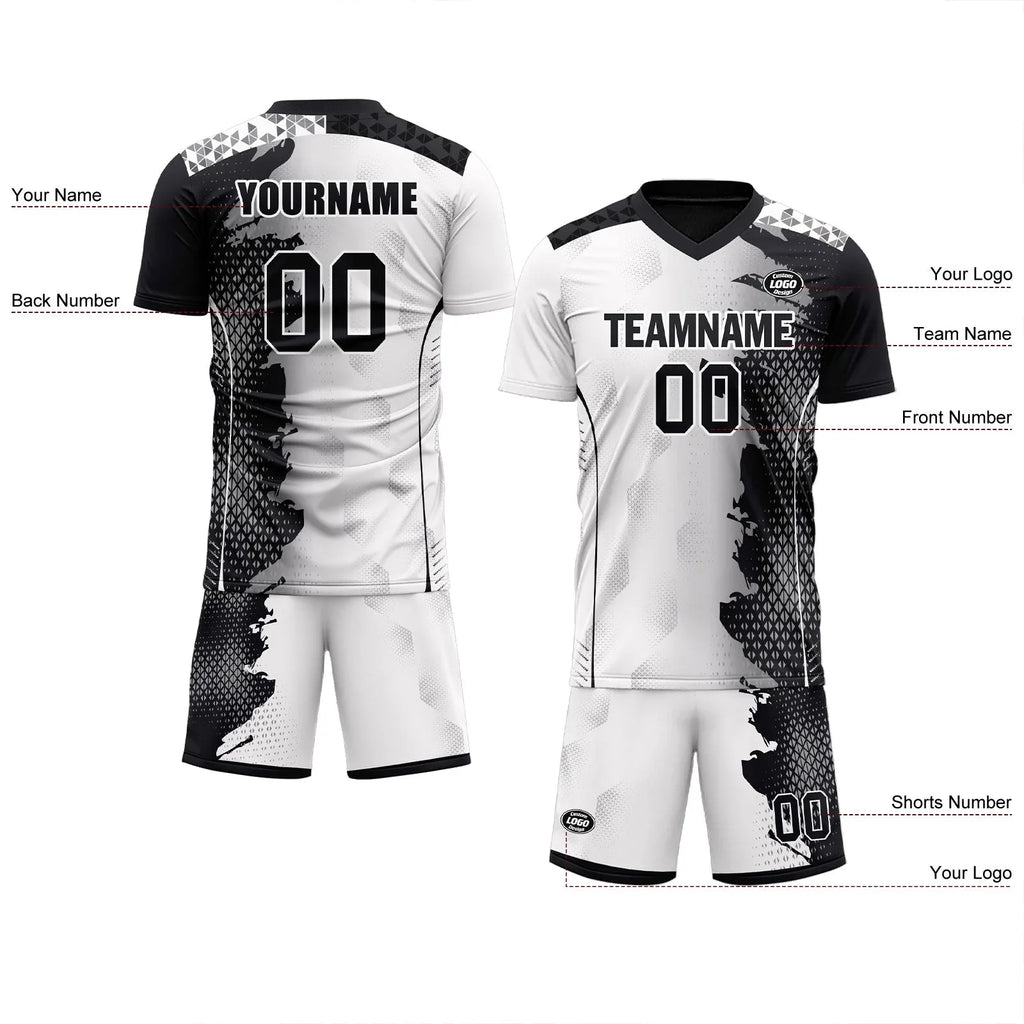Custom Black White Soccer Sets Jersey Personalized SCJ101-D020210-2 - Coolcustomize
