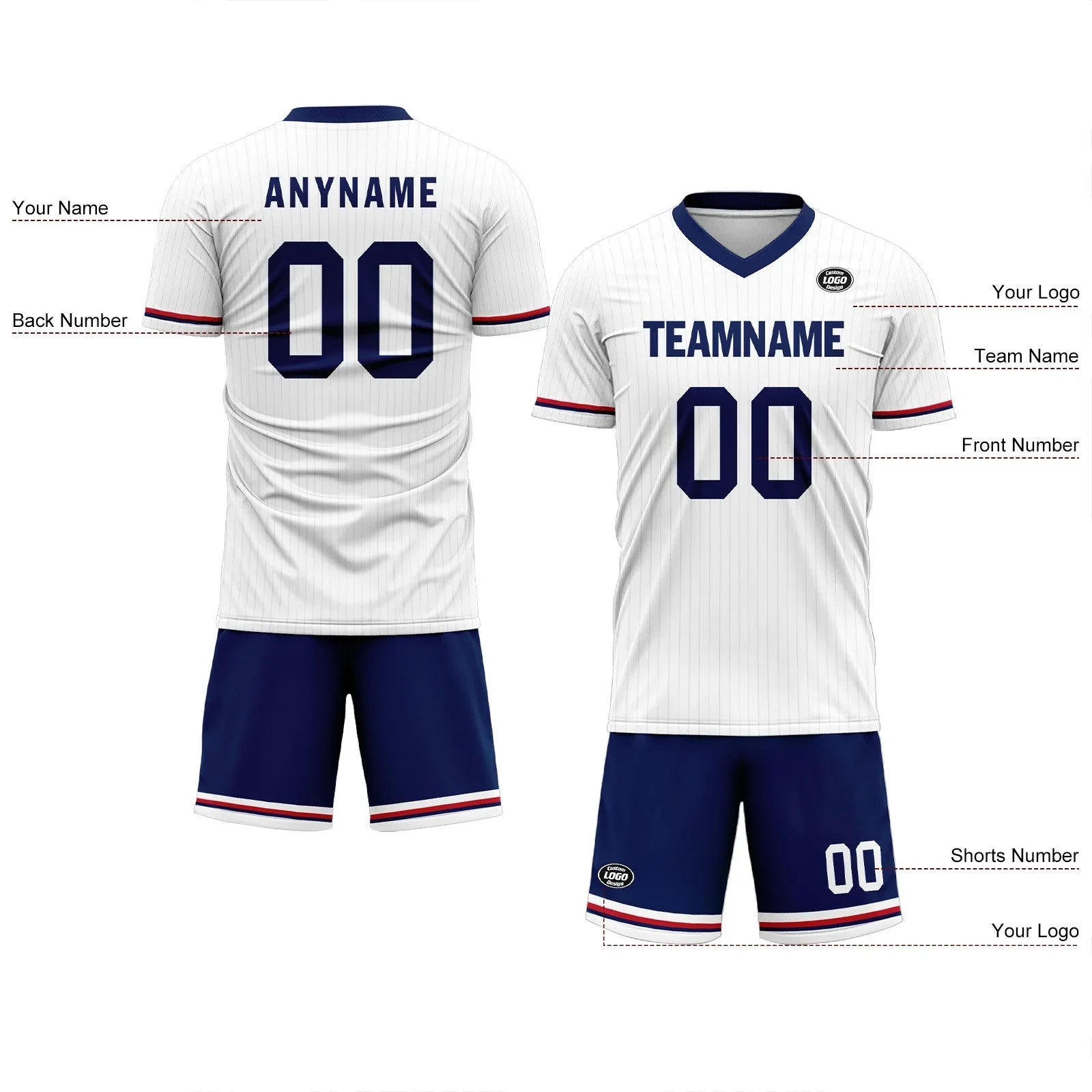Custom England White Blue Soccer Sets Jersey Personalized SCJ101-D06144 - Coolcustomize