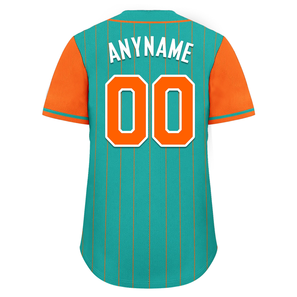 Custom Cyan Orange Stripe Fashion Personalized Authentic Baseball Jersey BSBJ01-D017233 - Coolcustomize