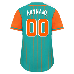 Custom Cyan Orange Stripe Fashion Personalized Authentic Baseball Jersey BSBJ01-D017233