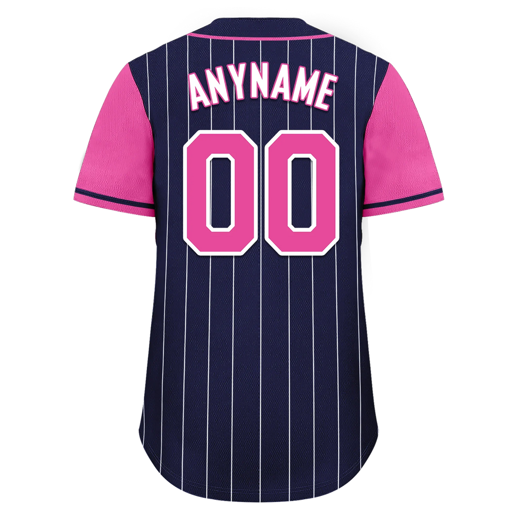 Custom Blue Pink Stripe Fashion Personalized Authentic Baseball Jersey BSBJ01-D017227 - Coolcustomize