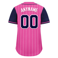 Custom Pink Blue Stripe Fashion Personalized Authentic Baseball Jersey BSBJ01-D017228