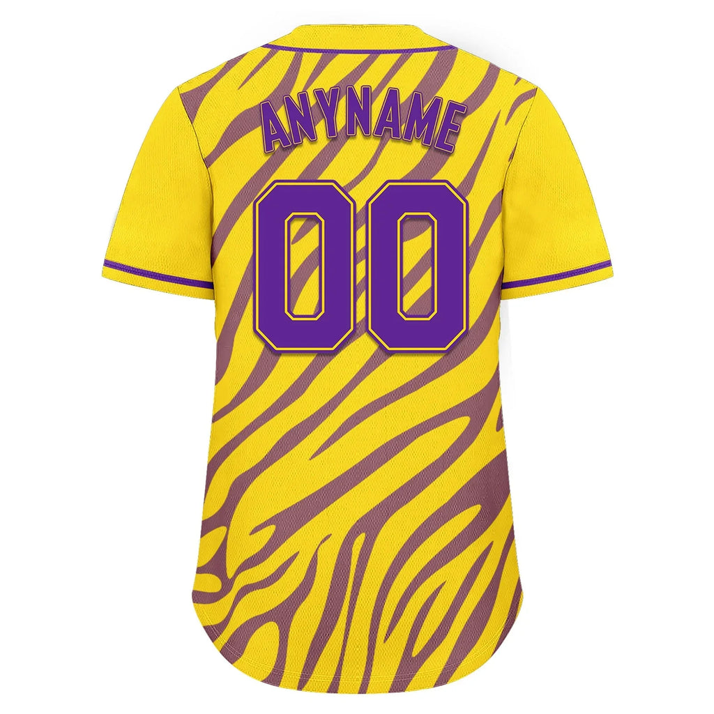 Custom Gold Purple Zebra Pattern Personalized Authentic Baseball Jersey BSBJ01-D020201-14 - Coolcustomize