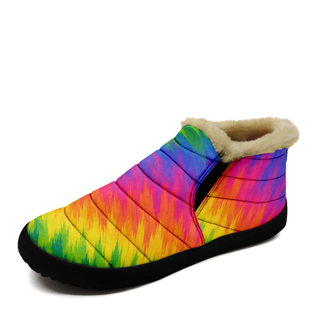 Personalized Colorful Winter Camp Slippers – Cozy Fleece Lined Ankle Snow Boots, Custom Gift for Her