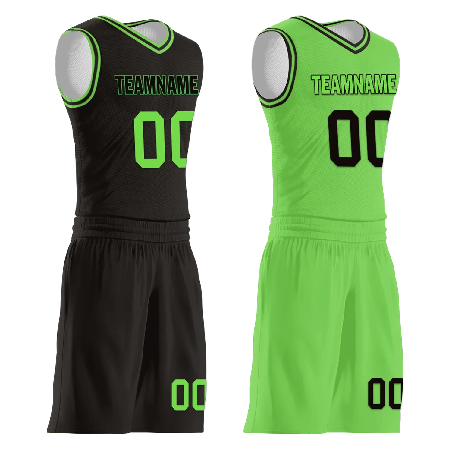 Custom Black Green Classic Style Reversible Basketball Uniform Personalized COOLMAX BBJR-D017049 - Coolcustomize