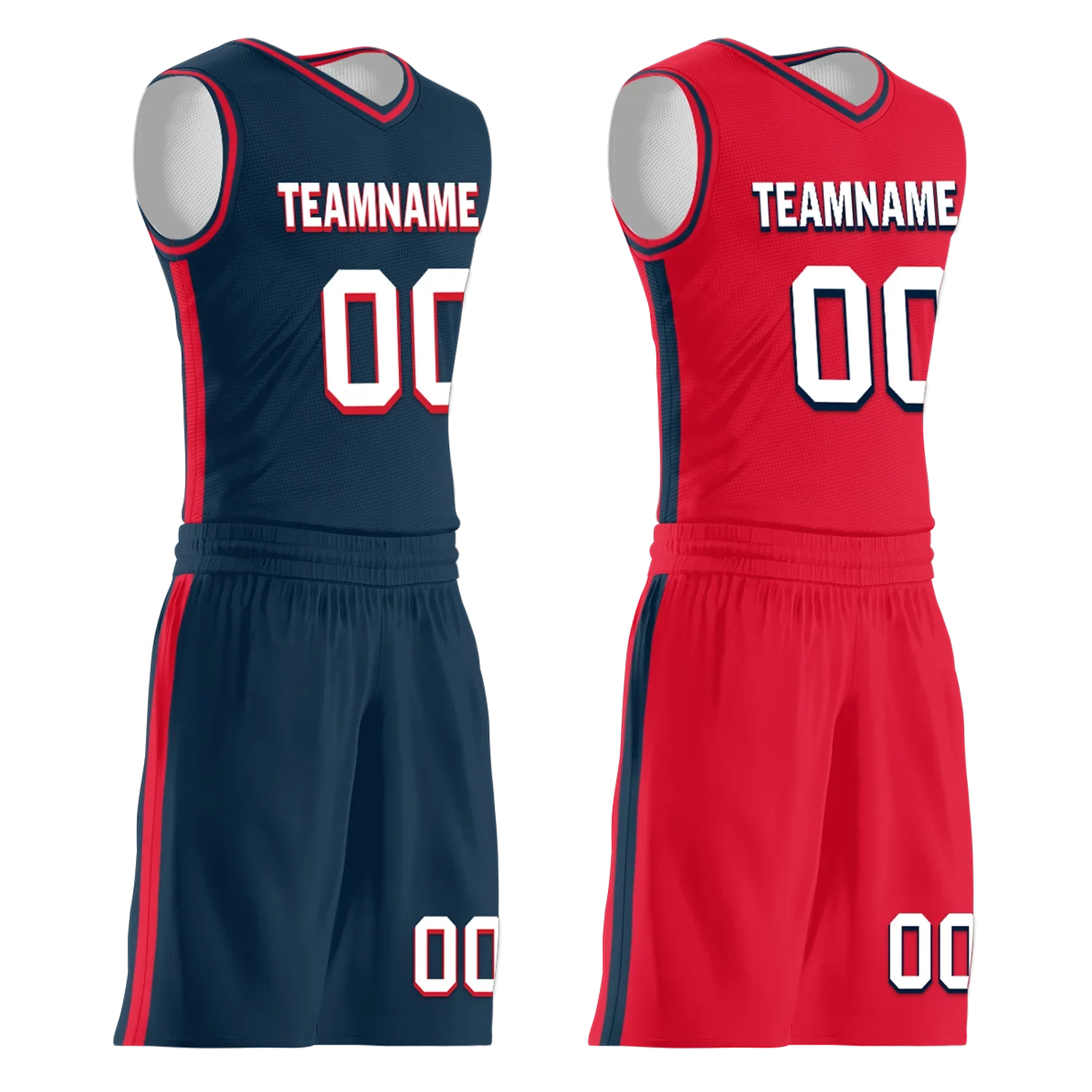 Custom Blue Red Classic Style Reversible Basketball Uniform Personalized COOLMAX BBJR-D017021 - Coolcustomize