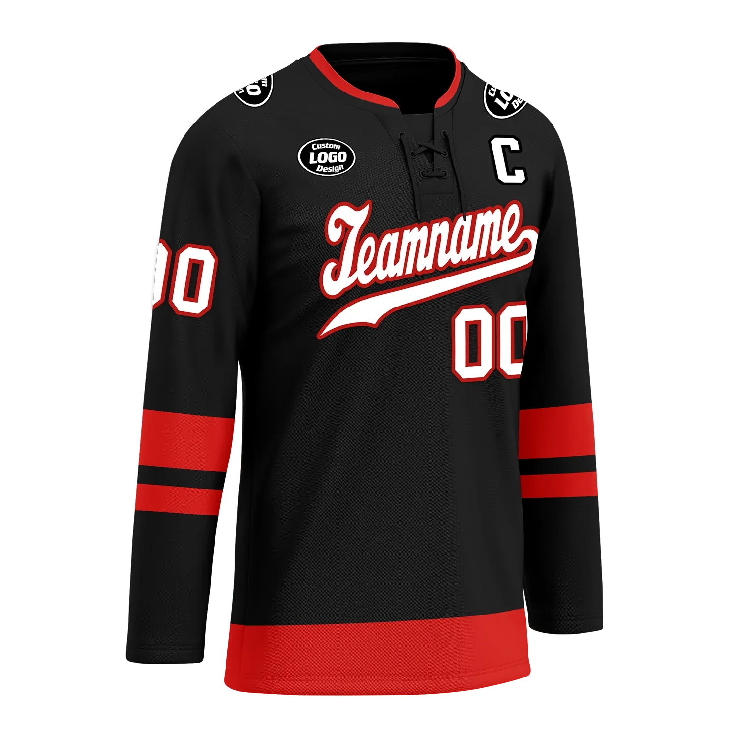 Custom Black Red Personalized Hockey Jersey HCKJ01-D0a700b - Coolcustomize