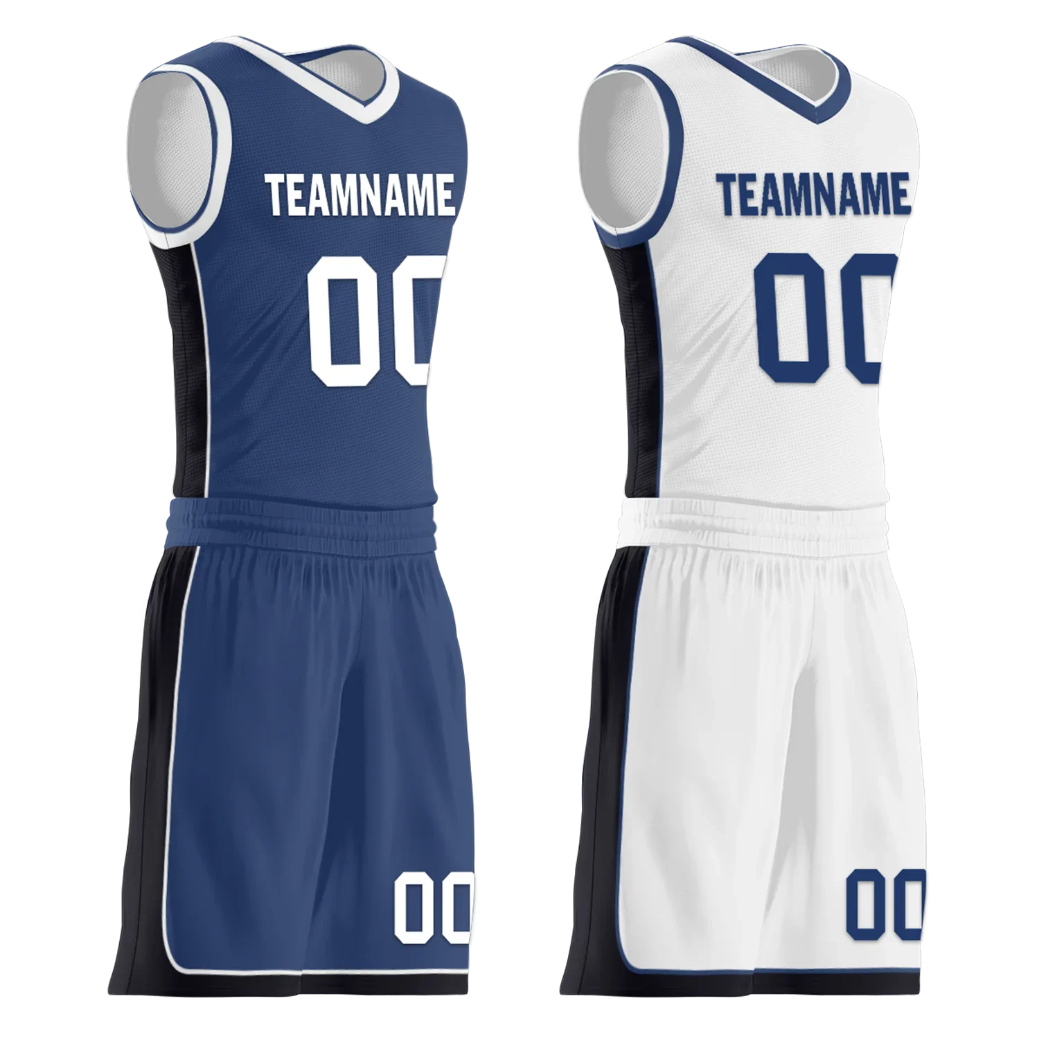 Custom Blue White Classic Style Reversible Basketball Uniform Personalized COOLMAX BBJR-D017053 - Coolcustomize