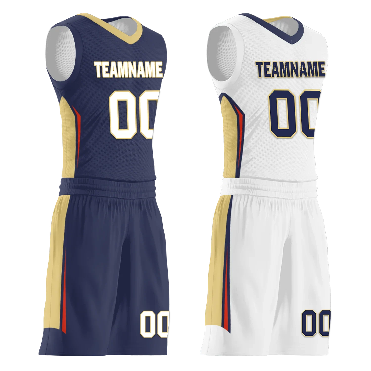 Custom Blue White Classic Style Reversible Basketball Uniform Personalized COOLMAX BBJR-D017050 - Coolcustomize