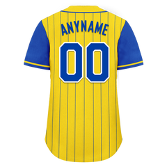 Custom Yellow Blue Stripe Fashion Personalized Authentic Baseball Jersey BSBJ01-D017240