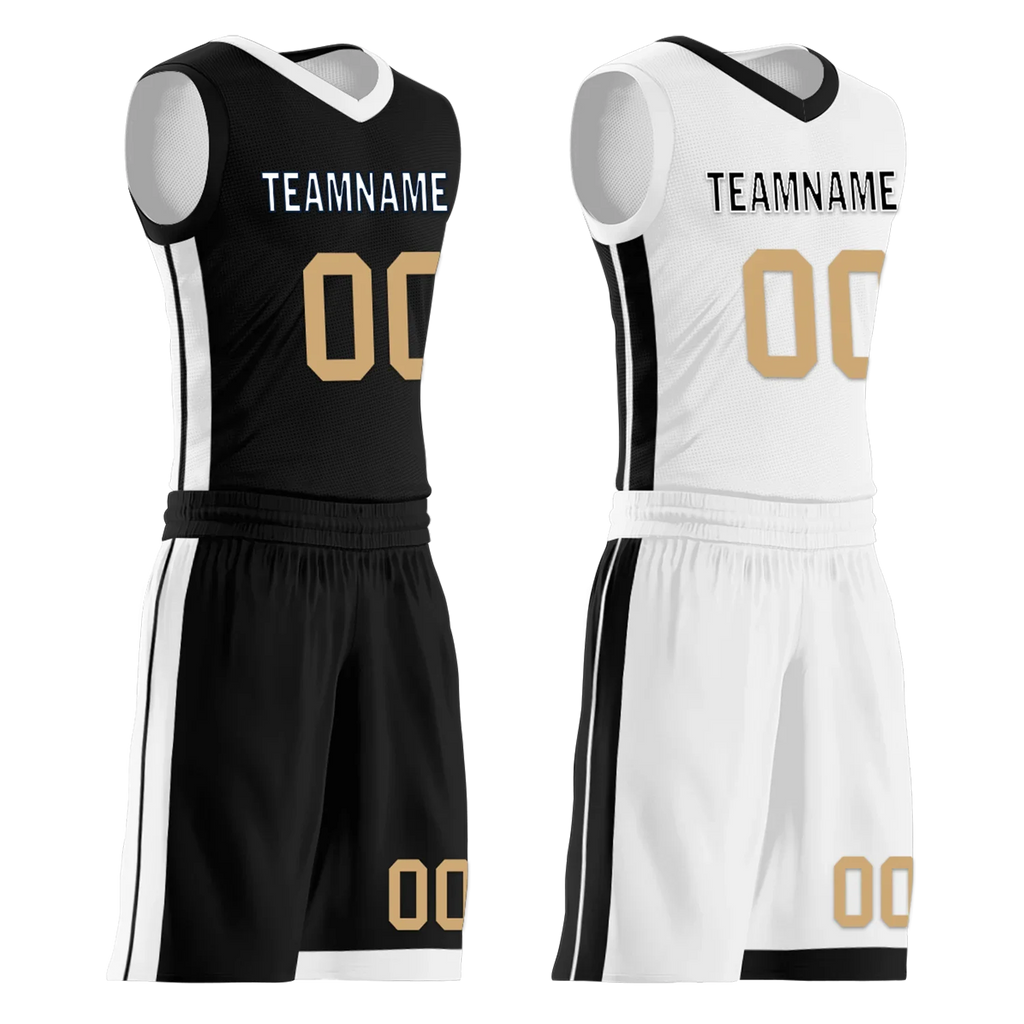 Custom Black White Classic Style Reversible Basketball Uniform Personalized COOLMAX BBJR-D017044 - Coolcustomize