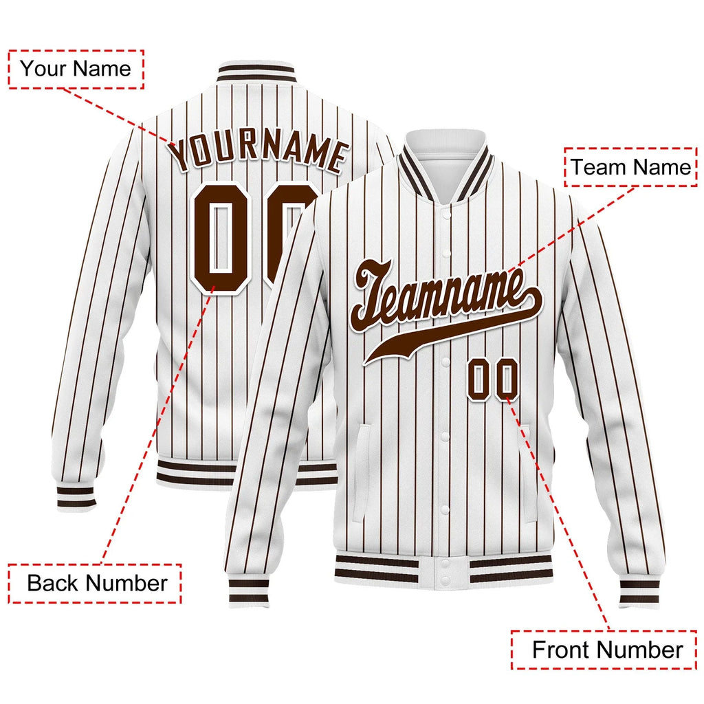 Custom Auburn White Stripe Fashion Jacket Bomber Full-Snap Varsity Letterman Personalized Jacket FZ005-D020219-24 - Coolcustomize