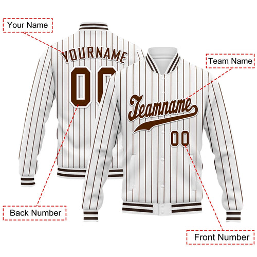 Custom Auburn White Stripe Fashion Jacket Bomber Full-Snap Varsity Letterman Personalized Jacket FZ005-D020219-24 - Coolcustomize