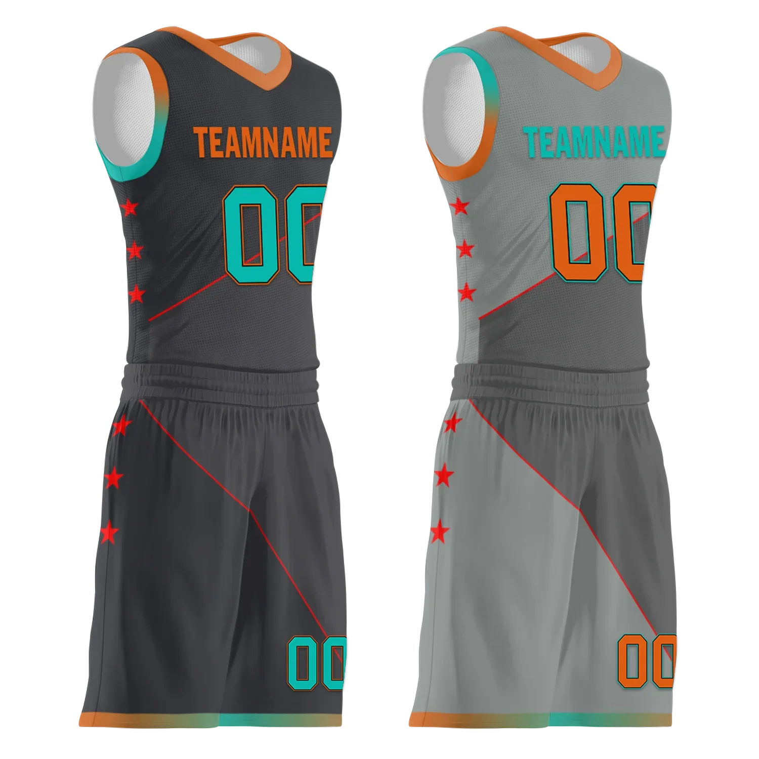 Custom Gray Classic Style Reversible Basketball Uniform Personalized COOLMAX BBJR-D017024 - Coolcustomize