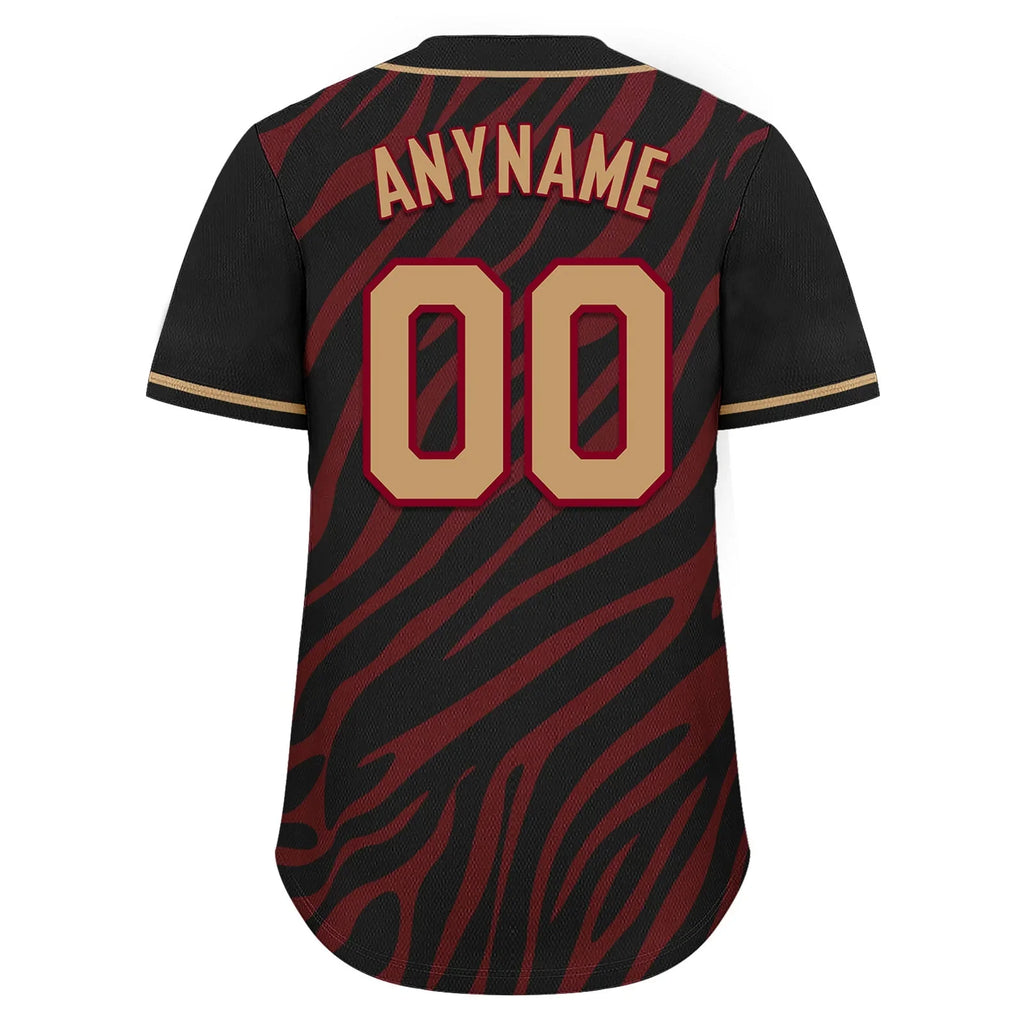 Custom Black Burgundy Zebra Pattern Personalized Authentic Baseball Jersey BSBJ01-D020201-9 - Coolcustomize