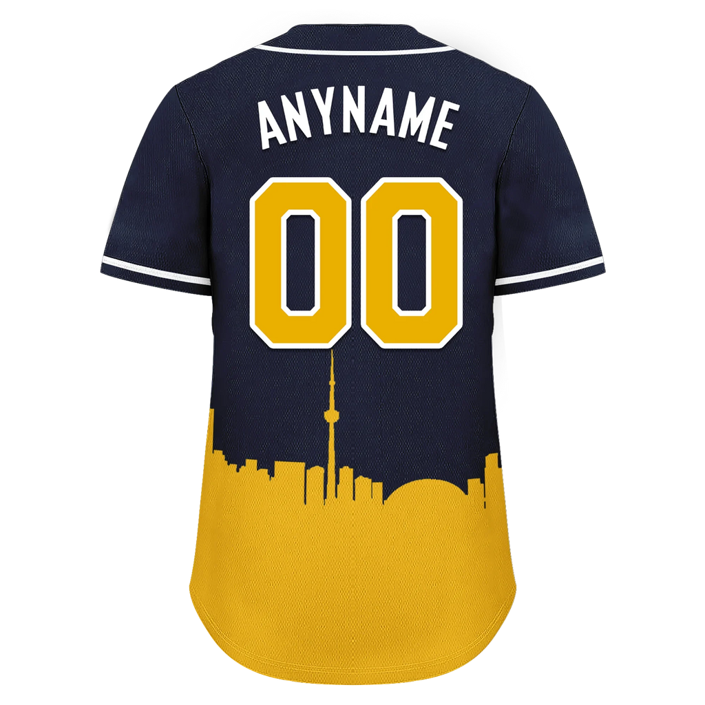 Custom Blue Yellow City Edition Personalized Authentic Baseball Jersey BSBJ01-D017135 - Coolcustomize