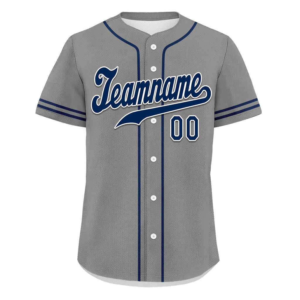 Custom Grey Classic Style Blue Personalized Authentic Baseball Jersey UN002-bd0b00d8-ac - Coolcustomize
