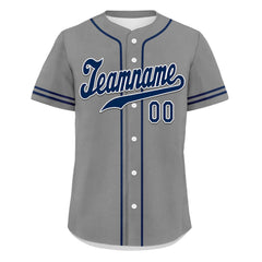 Custom Grey Classic Style Blue Personalized Authentic Baseball Jersey UN002-bd0b00d8-ac