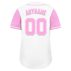 Custom White Pink Raglan Sleeves Personalized Authentic Baseball Jersey BSBJ01-D020200-15