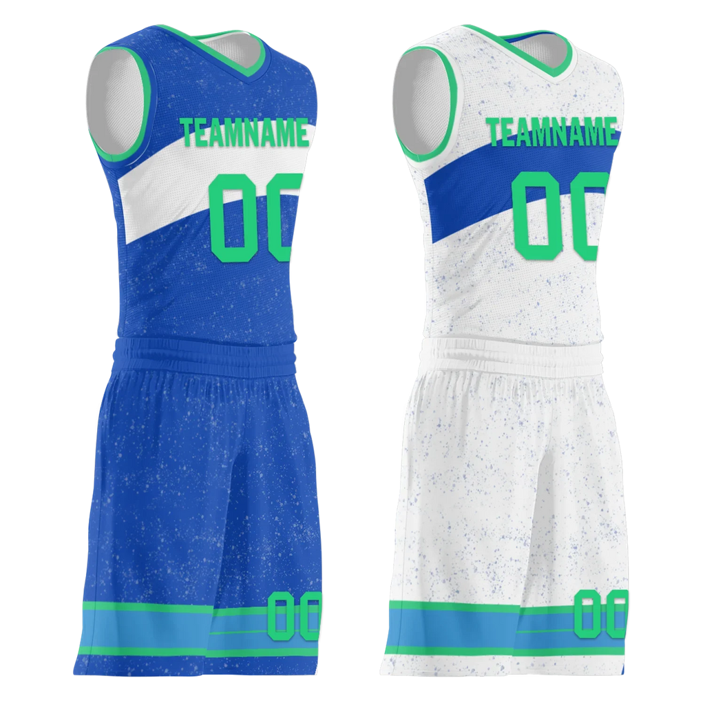 Custom Blue White Classic Style Reversible Basketball Uniform Personalized Ordinary BBJR-D017009 - Coolcustomize