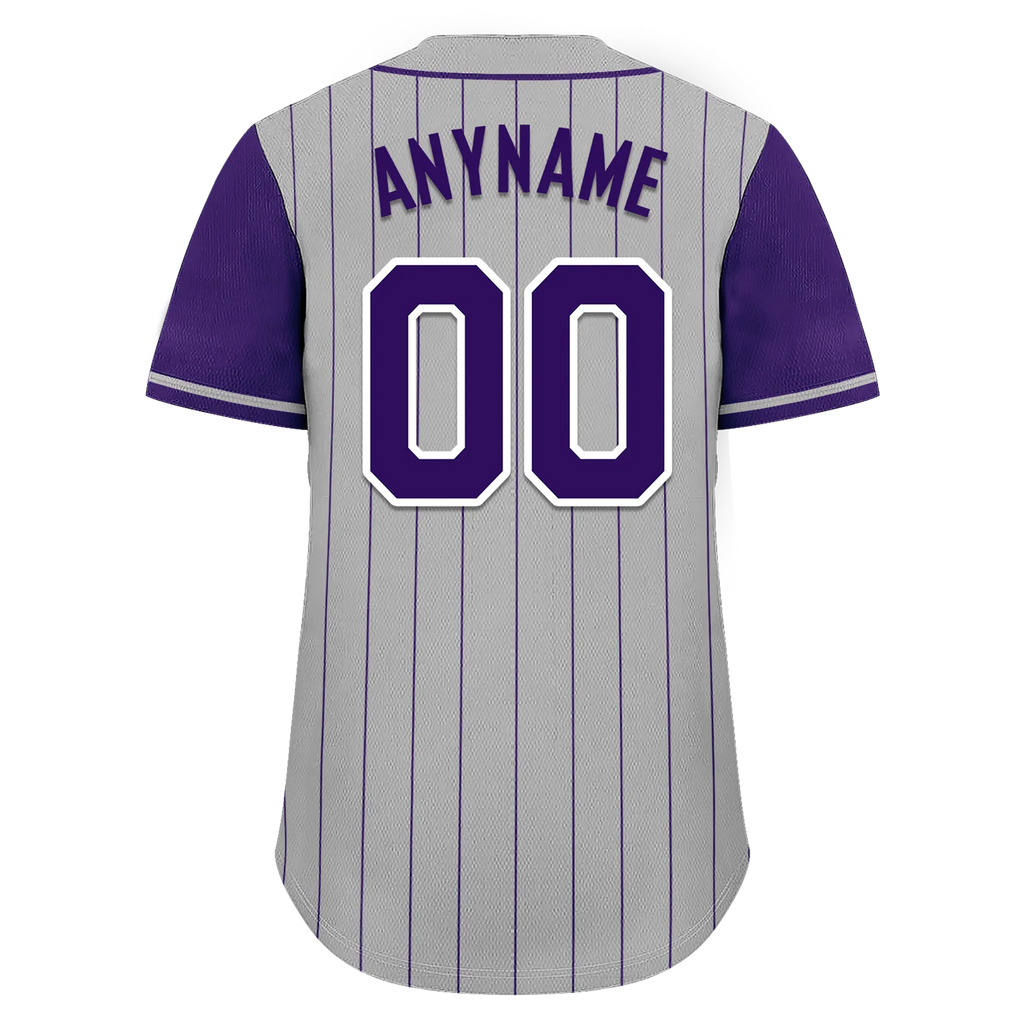 Custom Gray Purple Stripe Fashion Personalized Authentic Baseball Jersey BSBJ01-D017253 - Coolcustomize