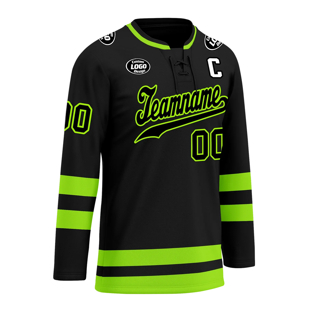 Custom Black Green Personalized Hockey Jersey HCKJ01-D0a70b8 - Coolcustomize