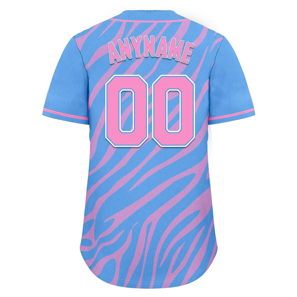 Custom Blue Pink Zebra Pattern Personalized Authentic Baseball Jersey BSBJ01-D020201-17 - Coolcustomize