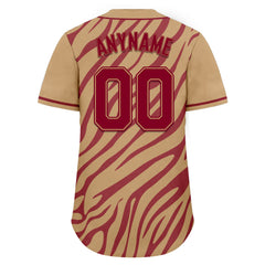 Custom Burgundy Tan Zebra Pattern Personalized Authentic Baseball Jersey BSBJ01-D020201-8