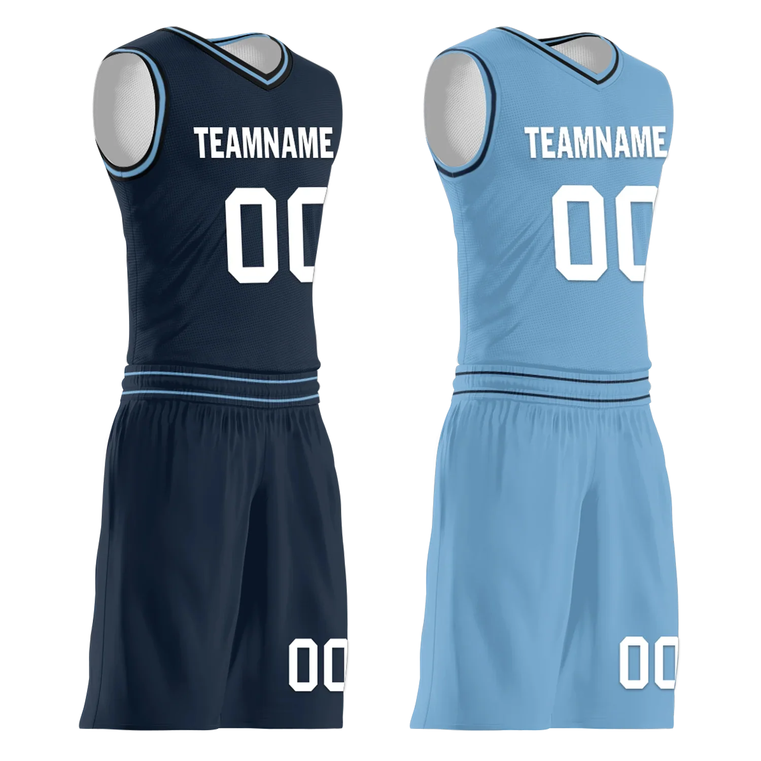Custom Blue Classic Style Reversible Basketball Uniform Personalized COOLMAX BBJR-D017032 - Coolcustomize