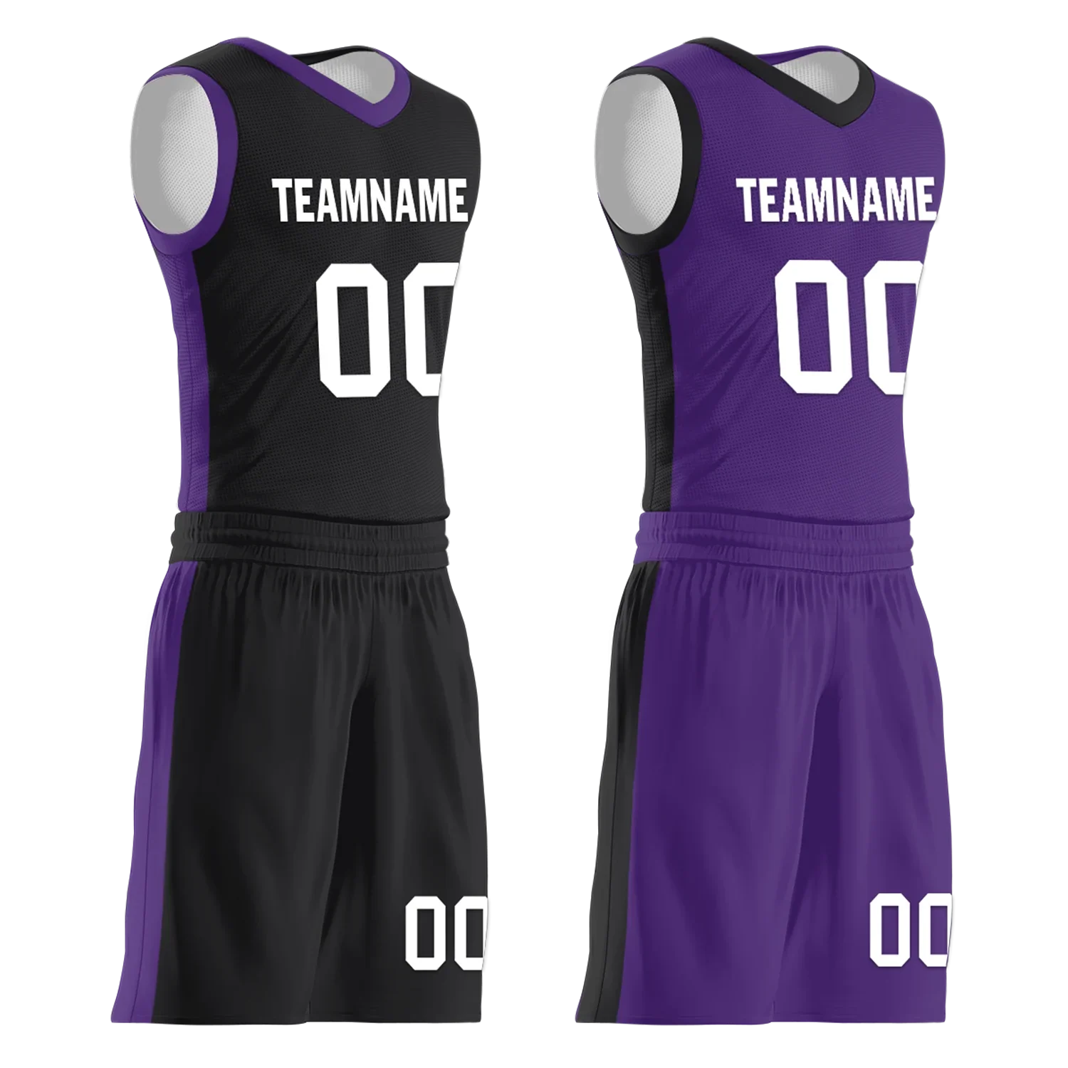 Custom Black Purple Classic Style Reversible Basketball Uniform Personalized Ordinary BBJR-D017035 - Coolcustomize
