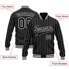 Custom Black White Stripe Fashion Jacket Bomber Full-Snap Varsity Letterman Personalized Jacket FZ005-D020219-1