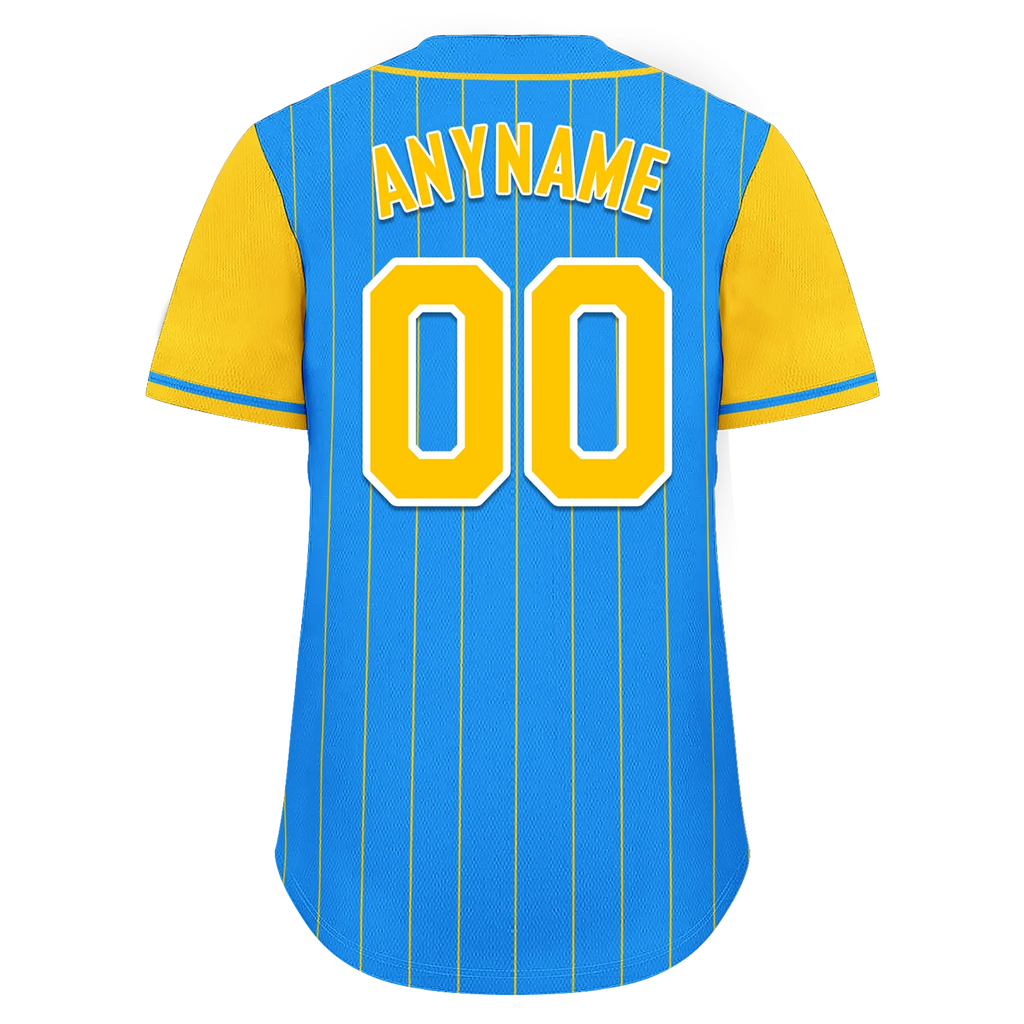 Custom Blue Yellow Stripe Fashion Personalized Authentic Baseball Jersey BSBJ01-D017212 - Coolcustomize