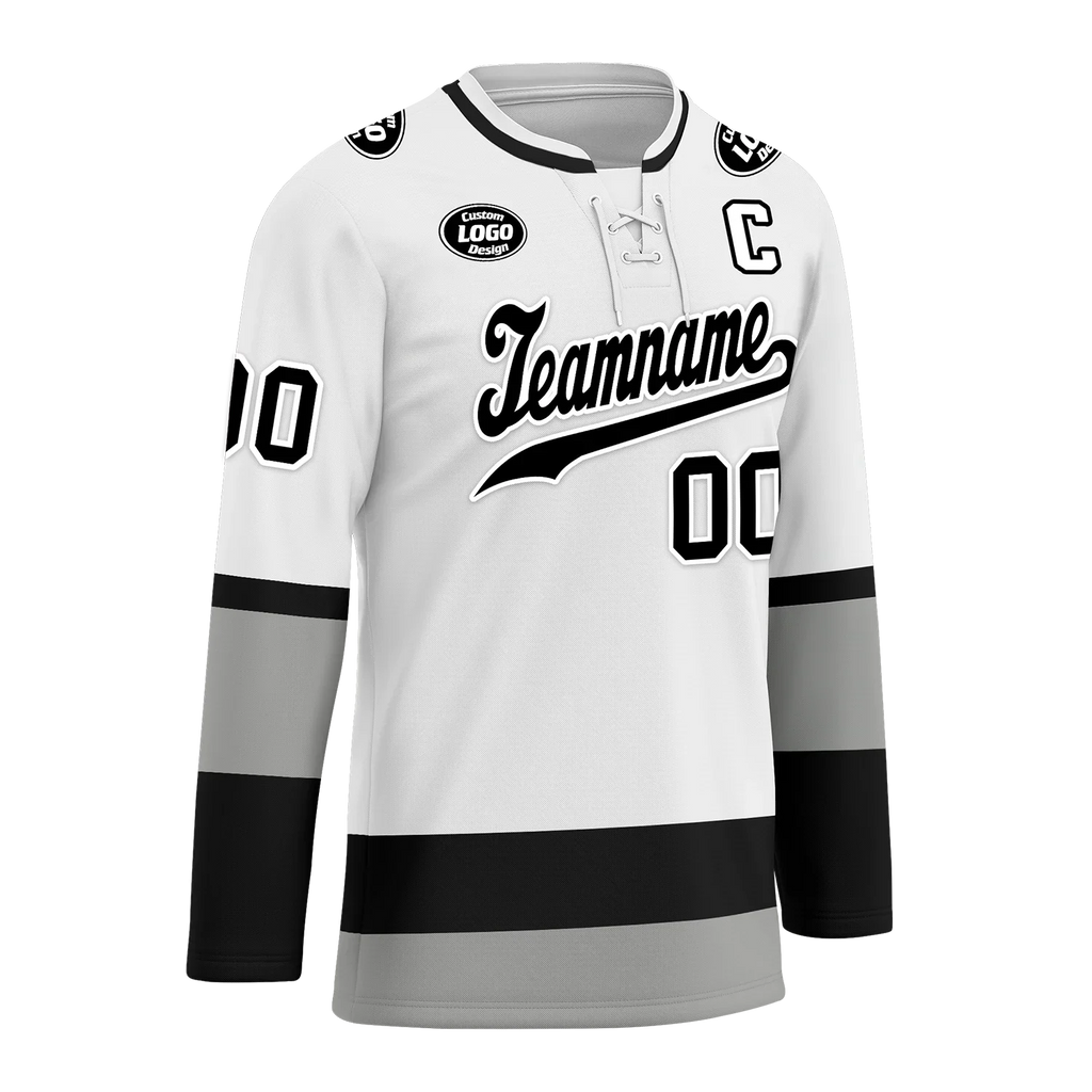 Custom White Grey Personalized Hockey Jersey HCKJ01-D0a70e7 - Coolcustomize