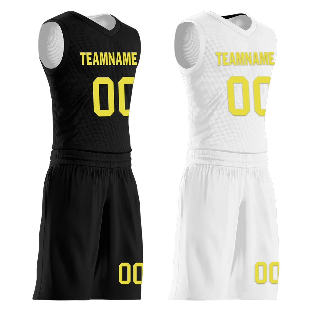 Custom Black White Classic Style Reversible Basketball Uniform Personalized COOLMAX BBJR-D017048 - Coolcustomize