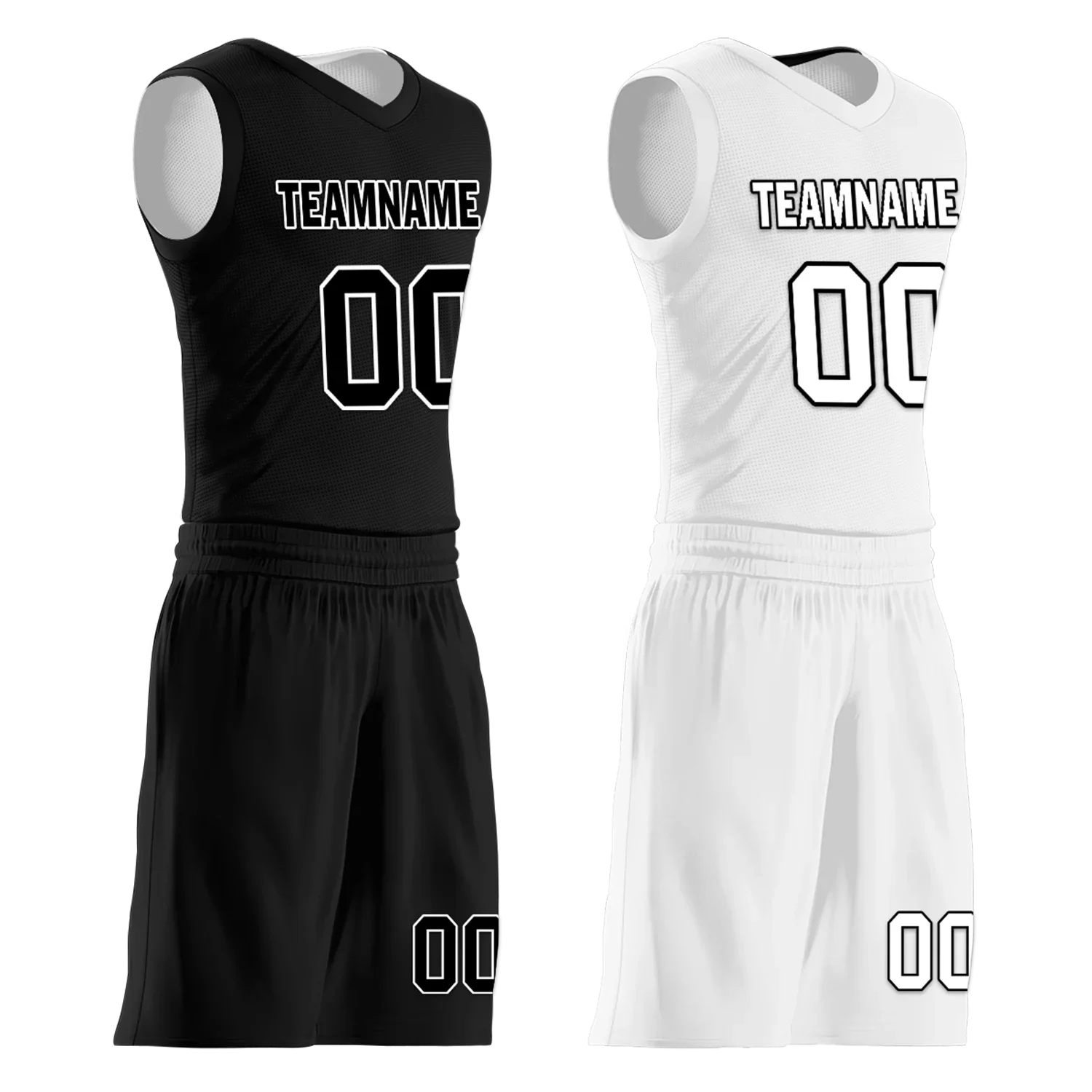 Custom Black White Classic Style Reversible Basketball Uniform Personalized COOLMAX BBJR-D017007 - Coolcustomize