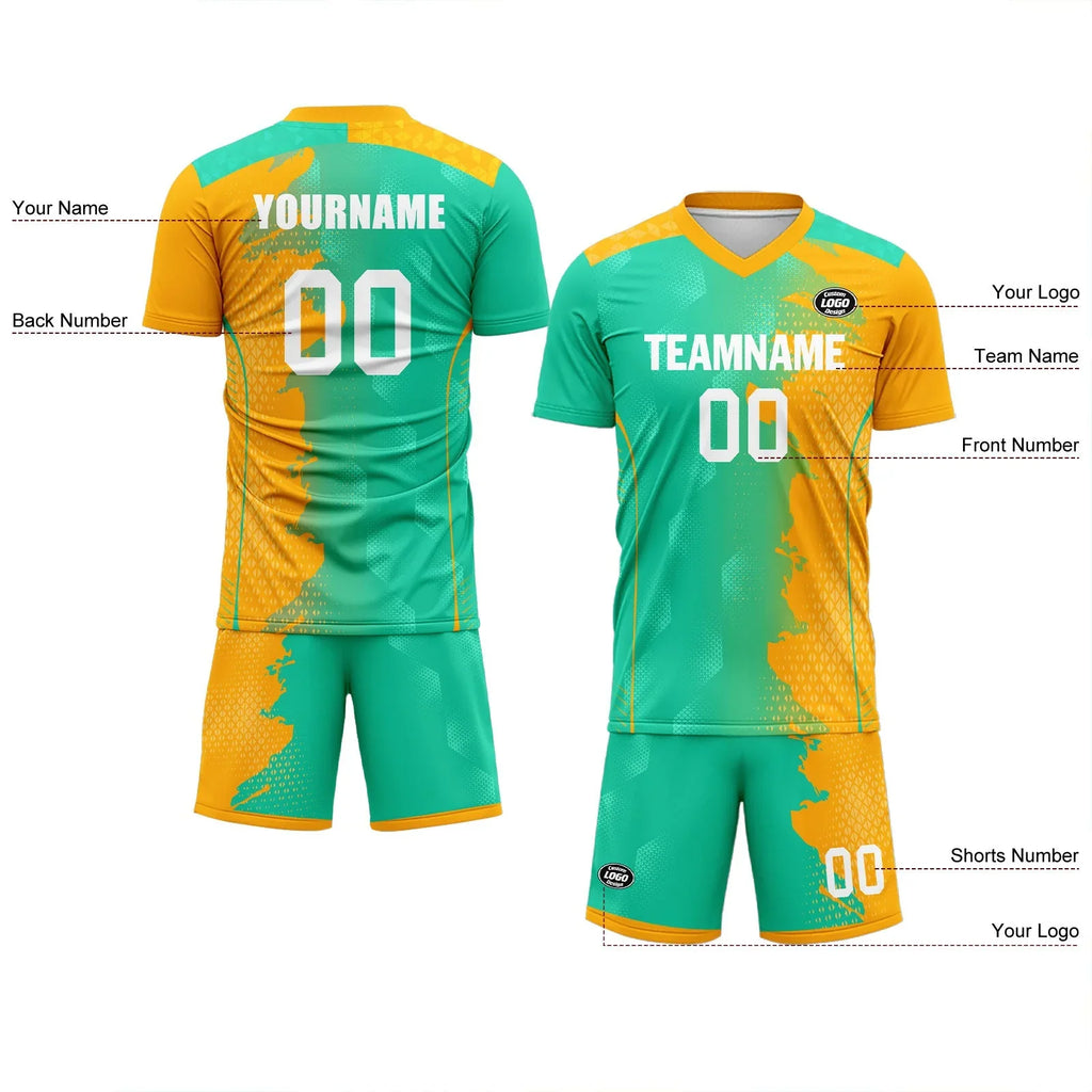 Custom Green Yellow Soccer Sets Jersey Personalized SCJ101-D020210-6 - Coolcustomize