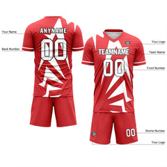 Custom Red White Soccer Sets Jersey Personalized SCJ101-D28022