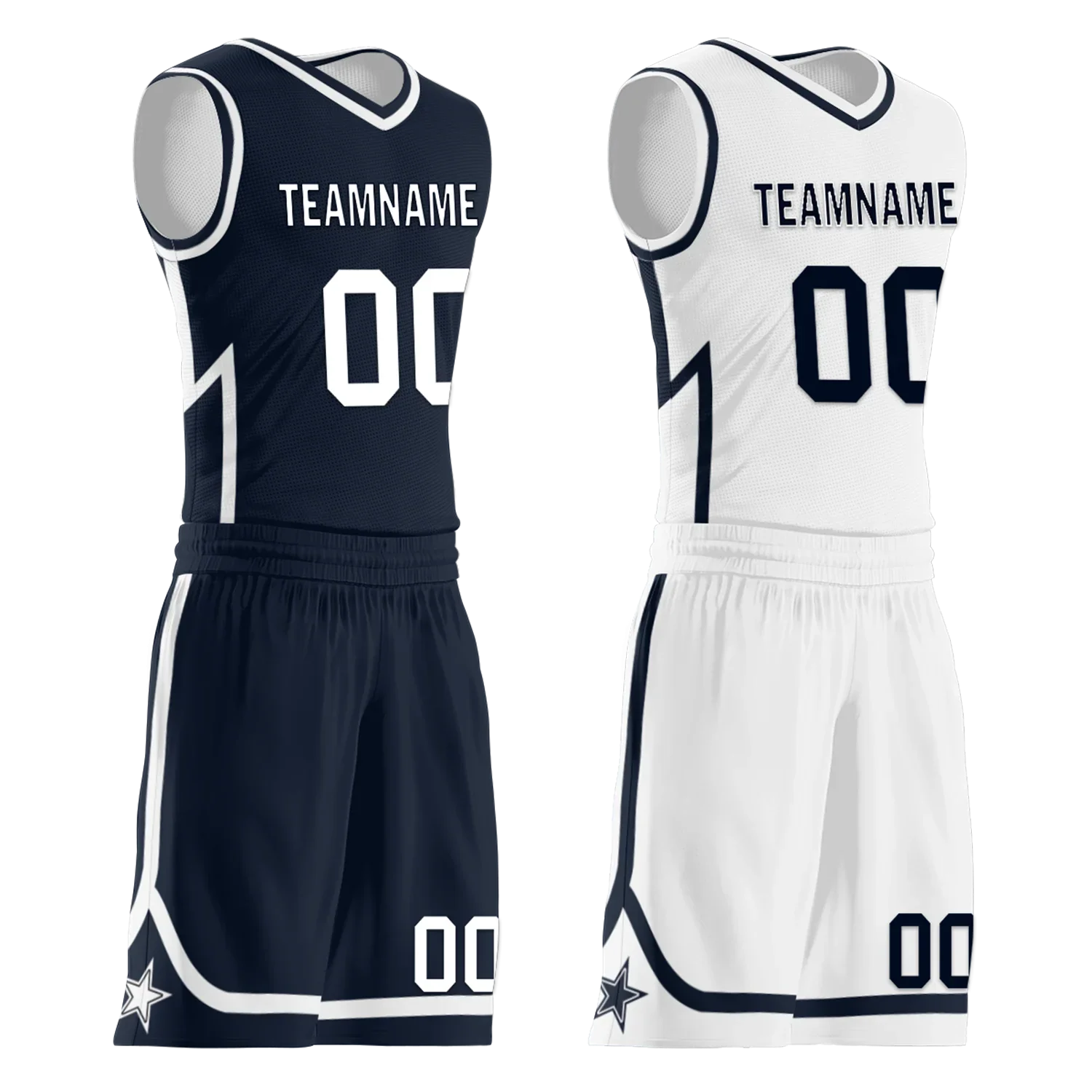 Custom Blue White Classic Style Reversible Basketball Uniform Personalized COOLMAX BBJR-D017056 - Coolcustomize