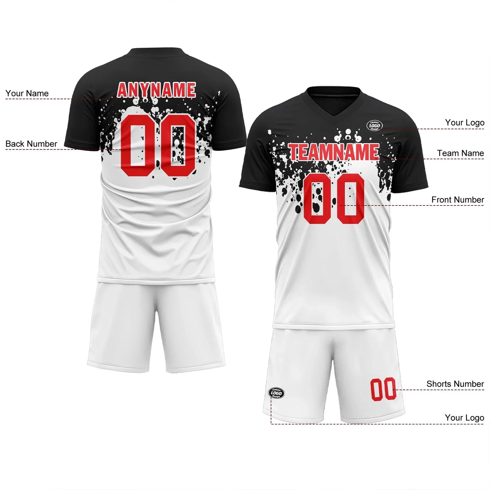 Custom Black White Soccer Sets Jersey Personalized SCJ101-D28026 - Coolcustomize