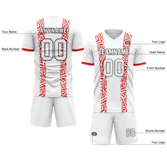 Custom White Red Soccer Sets Jersey Personalized SCJ101-D28033