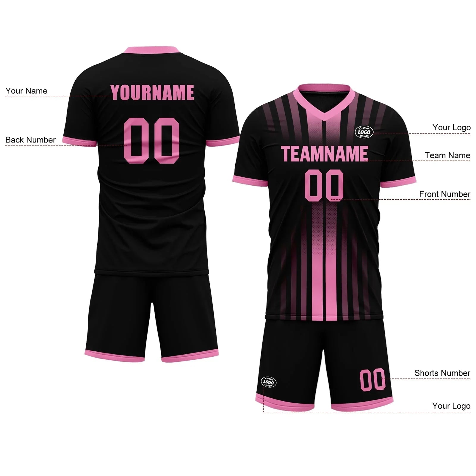 Custom Black Pink Soccer Sets Jersey Personalized SCJ101-D020131-5 - Coolcustomize