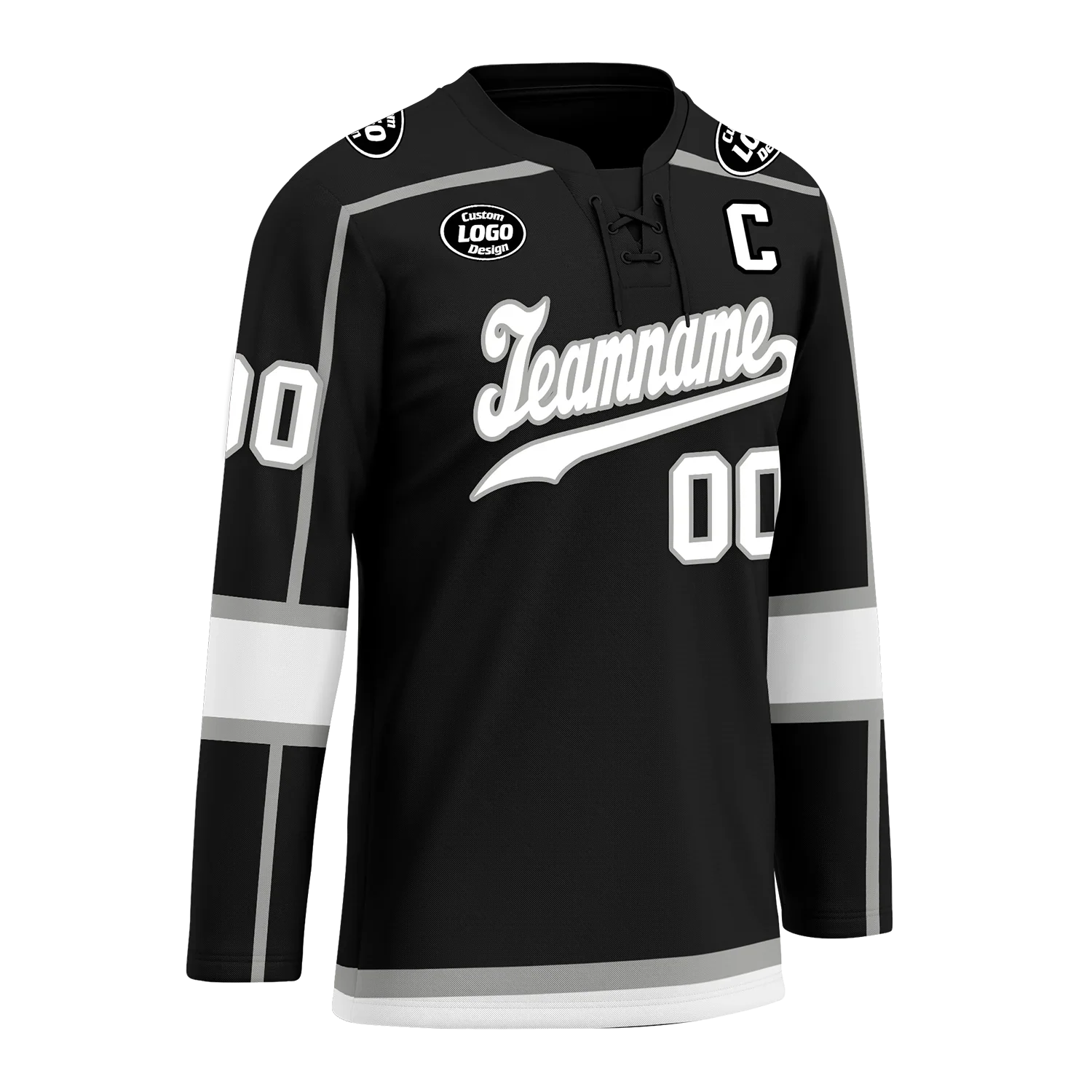 Custom Black White Personalized Hockey Jersey HCKJ01-D0a70e8 - Coolcustomize