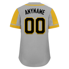 Custom Gray Yellow Raglan Sleeves Personalized Authentic Baseball Jersey BSBJ01-D017188