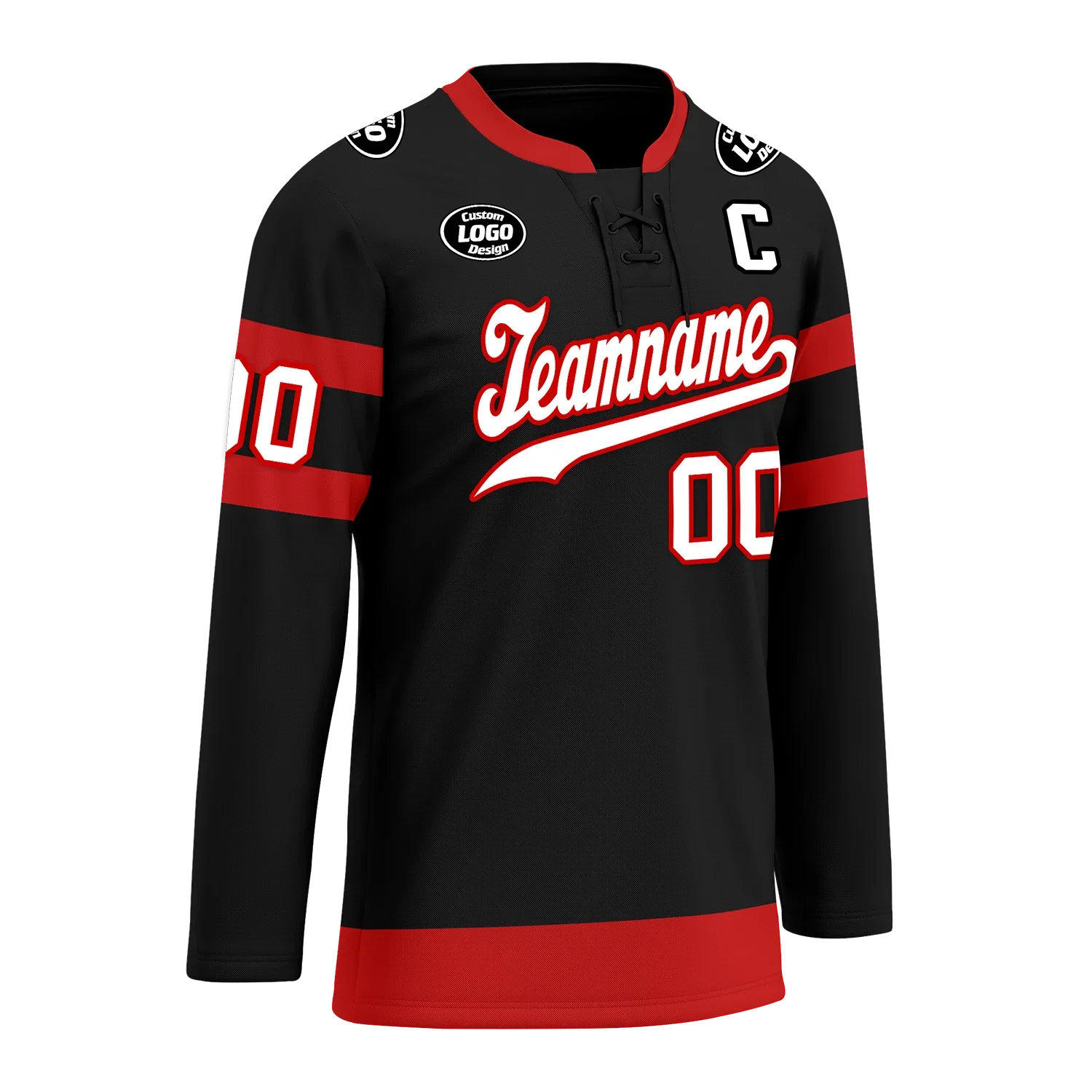 Custom Black Red Personalized Hockey Jersey HCKJ01-D0a70b0 - Coolcustomize