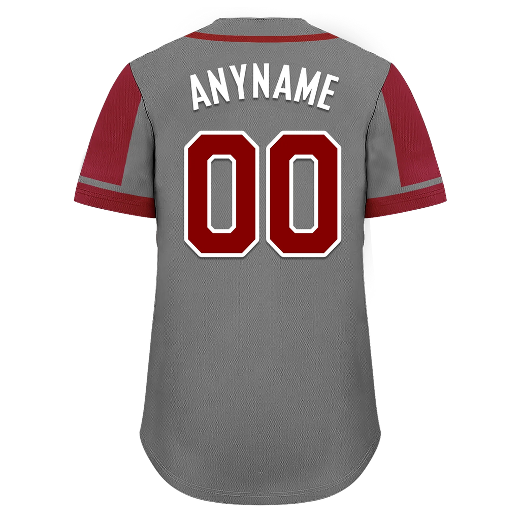 Custom Gray Red Raglan Sleeves Personalized Authentic Baseball Jersey BSBJ01-D017177 - Coolcustomize