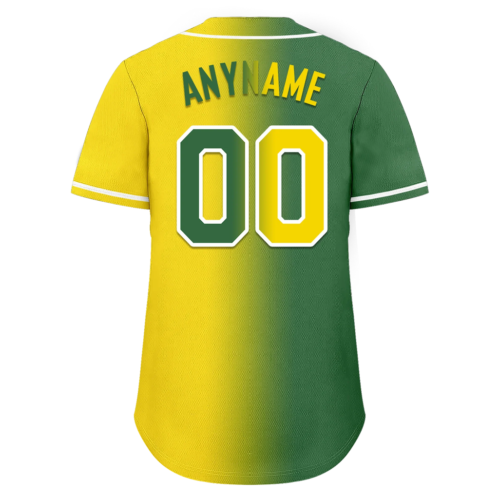 Custom Green Yellow Gradient Fashion Personalized Authentic Baseball Jersey BSBJ01-D0a707d - Coolcustomize